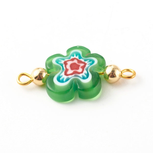Millefiori Glasblume Zwischenteil 25x12x4mm pro Stück Farbe zufällig