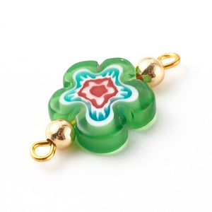 Millefiori Glasblume Zwischenteil 25x12x4mm pro Stück Farbe zufällig