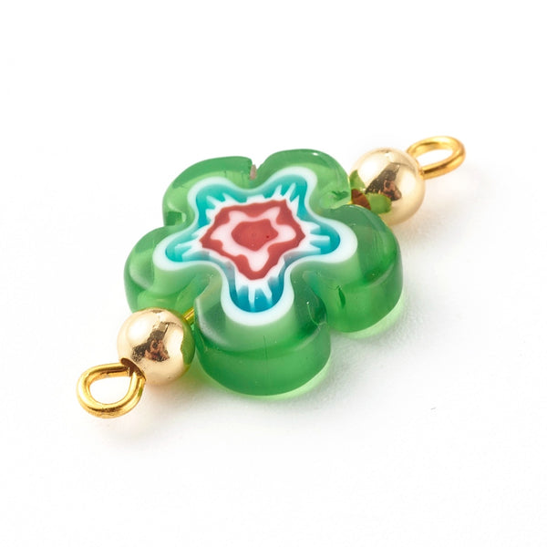 Millefiori Glasblume Zwischenteil 25x12x4mm pro Stück Farbe zufällig
