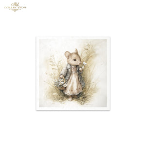 Mini Reispapier Set Vintage Mäuse 14,8x14,8cm 30-35g/m² 6 Bögen