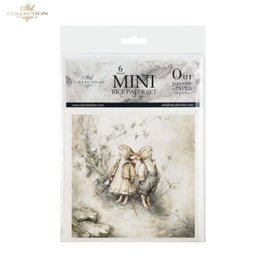 Mini Reispapier Set Vintage Mäuse 14,8x14,8cm 30-35g/m² 6 Bögen