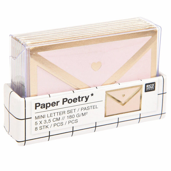 Mini Love Letter Set Pastell 5x3,5cm  8 Umschläge in 4 unterschiedlichen Designs