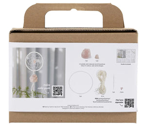 Mini Kreativ Set Makramee Traumfänger mit Kristall Aus Rosenquarz Hellrosa-Weiß 8-teilig