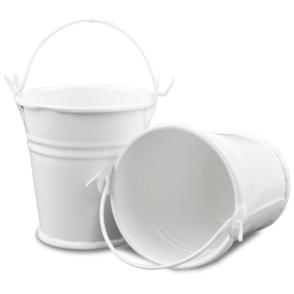 Mini-Blecheimer Set 58x42x52mm weiß 2 Stück