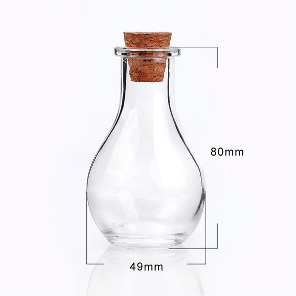 Mini Glasflasche bauchig mit Korken 88x49mm