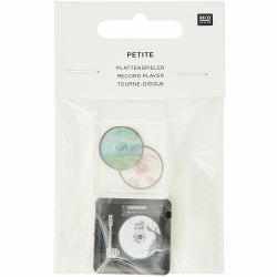 Miniatur-Plattenspieler mit Schallplatten