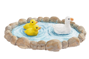 Miniatur Teich mit Gänsen aus Polyresin 7cm 1 Stück