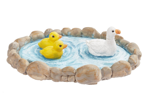 Miniatur Teich mit Gänsen aus Polyresin 7cm 1 Stück