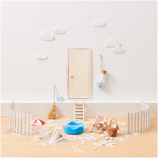 Rico Design Miniatur Wichteltür Holz natur 7,2x17,6cm