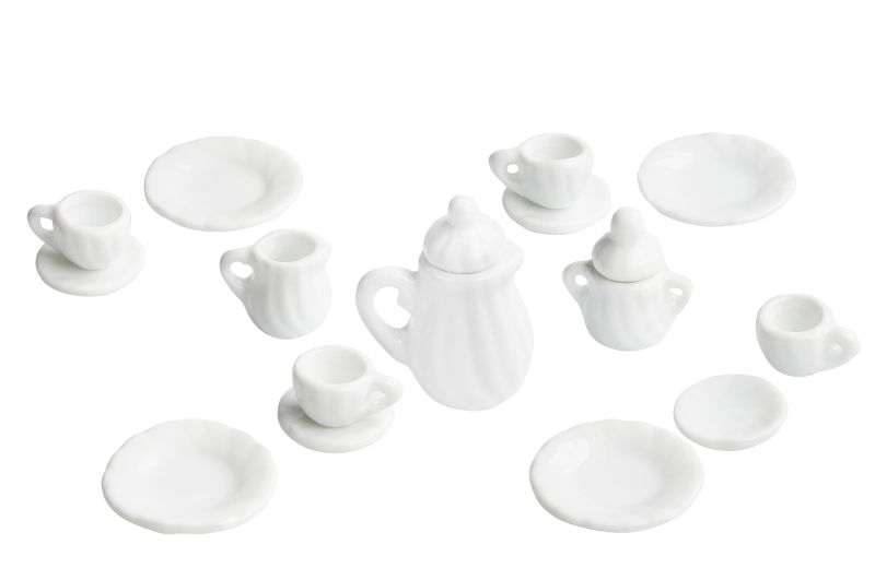 Mini-Kaffeeservice 1,5-3,5cm weiß 15 Teile