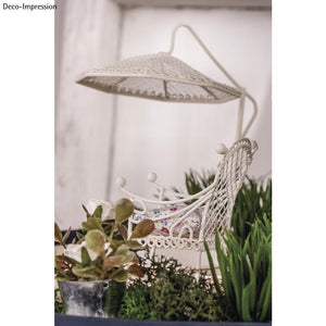 Miniatur Sonnenschirm Parasol aus Metall 9,5x13x12,5cm