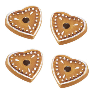 Miniatur Lebkuchenherzen mit Klebepunkt 2,5cm 4 Stück