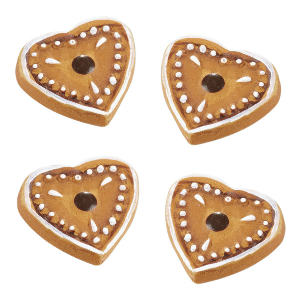Miniatur Lebkuchenherzen mit Klebepunkt 2,5cm 4 Stück