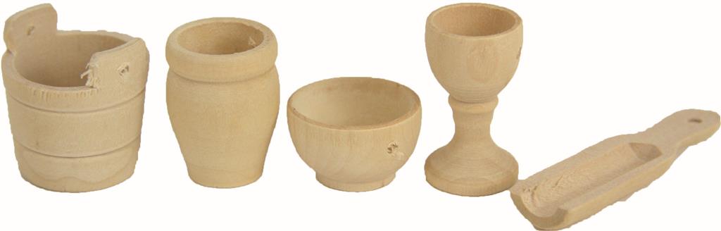 Miniaturset Holztöpfe 1-5cm 5-teilig