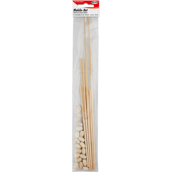 Mobilé-Set 8 Holzstäbe 20x Holzoliven