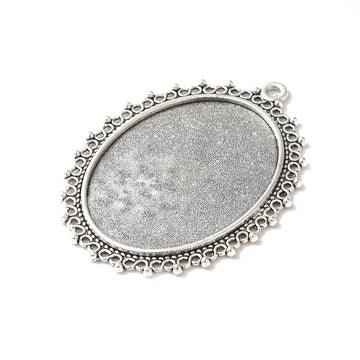Modellierwanne Anhänger oval mit Infinity-Rand Schmuckfassung antiksilber 55×40 mm 1 Stück