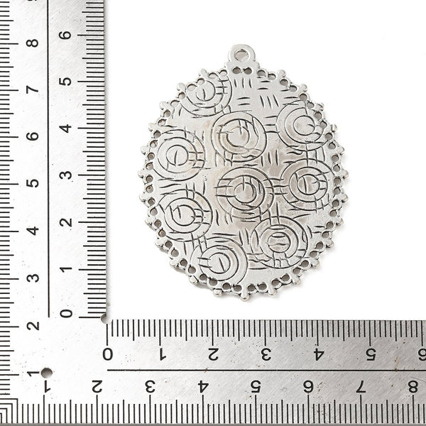 Modellierwanne Anhänger oval mit Infinity-Rand Schmuckfassung antiksilber 55×40 mm 1 Stück