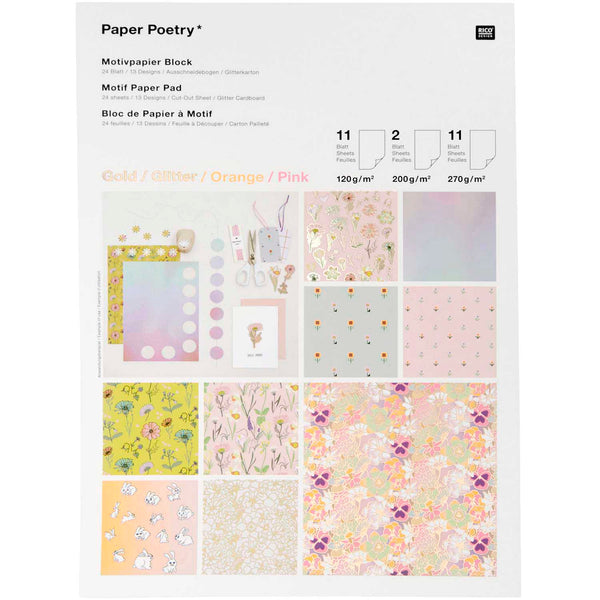 Motivpapierblock Futschikato Flower Power FSC A4 24 Blatt