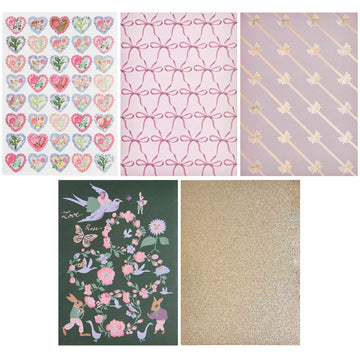 Motivpapierblock La Vie En Rose FSC MIX A4 23 Blatt 11 Designs Ausschneidebogen Glitterkarton