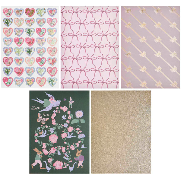 Motivpapierblock La Vie En Rose FSC MIX A4 23 Blatt 11 Designs Ausschneidebogen Glitterkarton