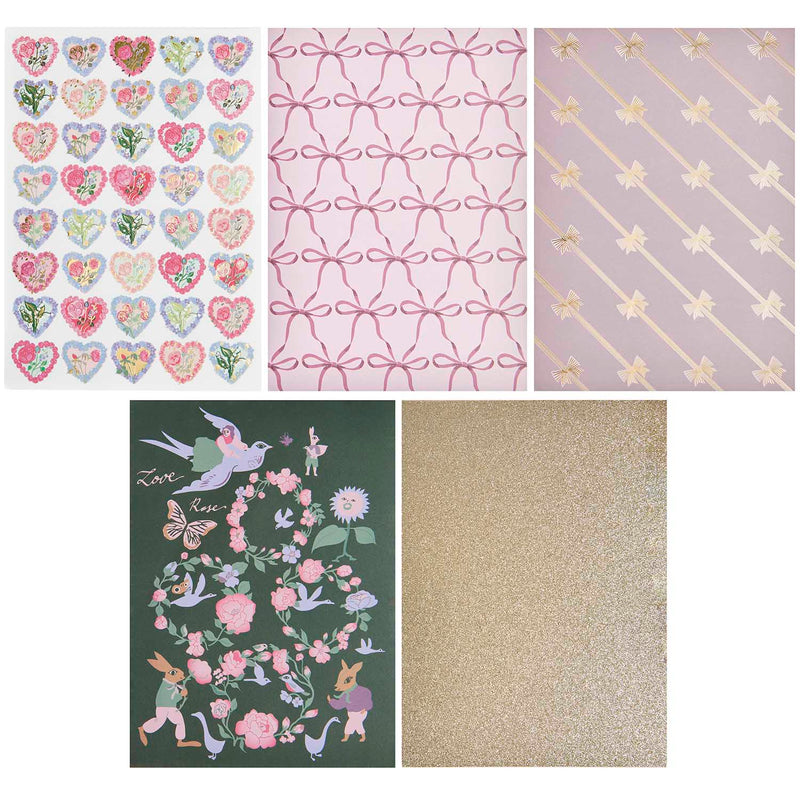 Motivpapierblock La Vie En Rose FSC MIX A4 23 Blatt 11 Designs Ausschneidebogen Glitzerkarton
