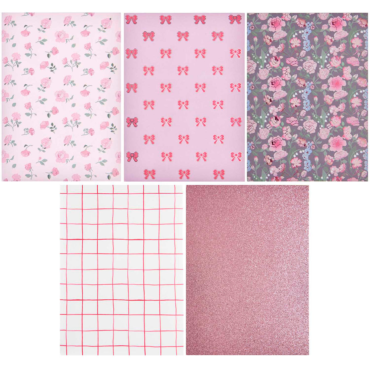 Motivpapierblock La Vie En Rose FSC MIX A4 23 Blatt 11 Designs Ausschneidebogen Glitzerkarton