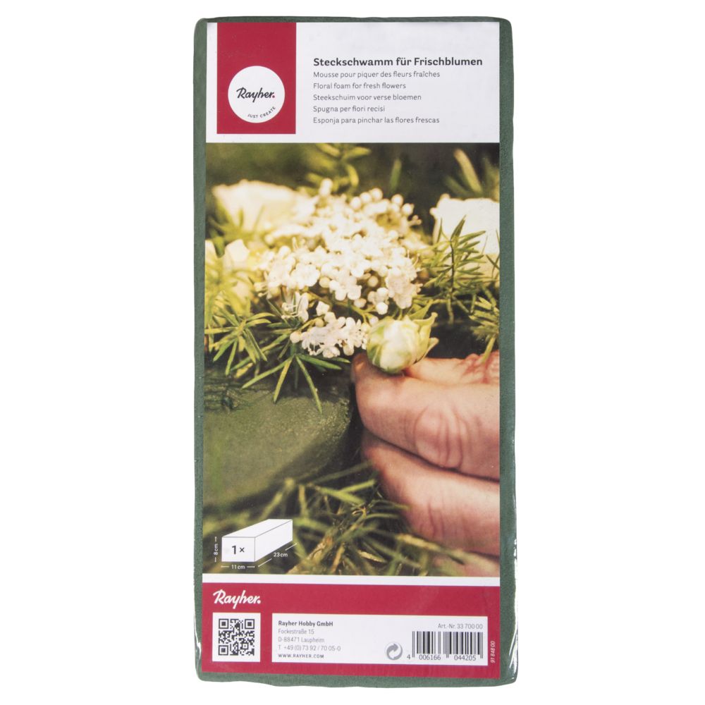 Nasssteckziegel Steckschwamm grün für Frischblumen 230 x 110 x 80 mm 1 Stück