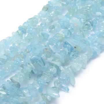 Natürliche Aquamarin Edelsteinsplitter Strang 5–7 mm Loch 0,8 mm 40m