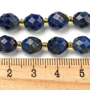 Natürliche Lapislazuli Perlen-Strang Edelstein facettiert oval mit Rocailles-Perlen 18 Stück 20cm/Strang