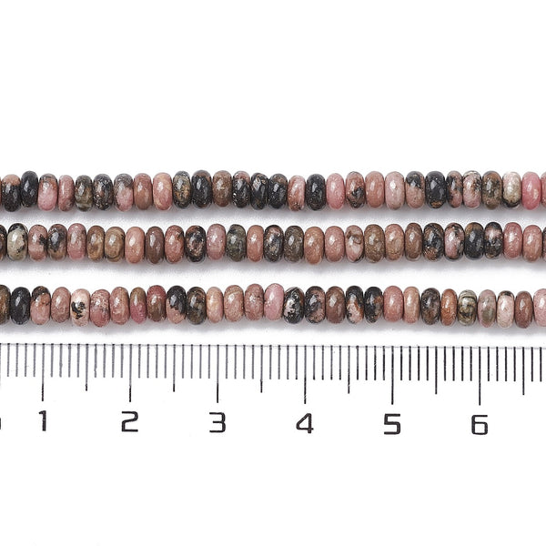 Natürliche Rhodonit -Perlenstränge Rondell 4,5x2,5 mm Loch: 0,8 mm ca. 158 Stück/Strang 39,5 cm
