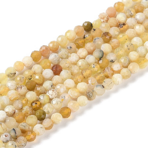 Natürlicher gelber Opal Perlenstrang facettiert rund 3,5mm 125 Stück 38cm/Strang