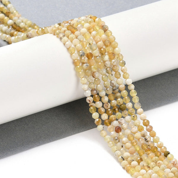 Natürlicher gelber Opal Perlenstrang facettiert rund 3,5mm 125 Stück 38cm/Strang