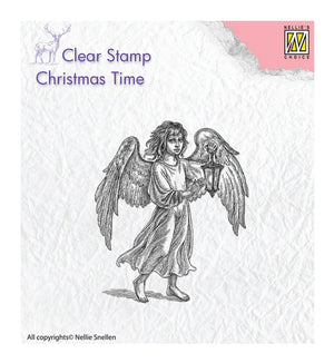 Nellie Snellen Weihnachten Silikonenstempeln Engel mit Laterne 6,5x5,5cm