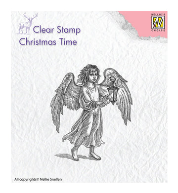 Nellie Snellen Weihnachten Silikonenstempeln Engel mit Laterne 6,5x5,5cm