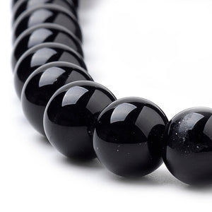 Obsidian Edelsteinperlen rund schwarz 8mm 46 Stück / Strang