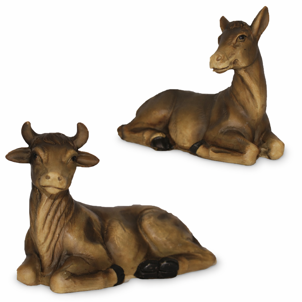 Ochs und Esel Set Figuren Johanneskrippe 12cm 2 Stück