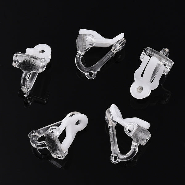 Ohrclips Kunststoff ohne Metall weiß/transparent 17x9x13mm 6 Stück