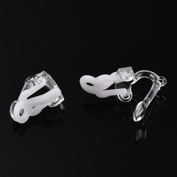 Ohrclips Kunststoff ohne Metall weiß/transparent 17x9x13mm 6 Stück