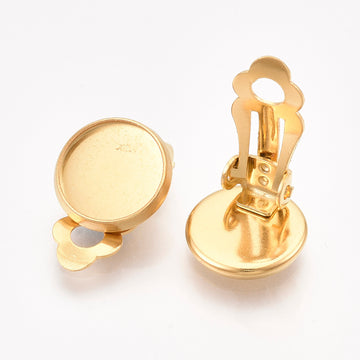 Ohrclips Edelstahl gold mit Modellierwanne 10mm 1 Paar