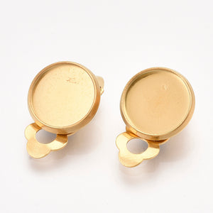 Ohrclips Edelstahl gold mit Modellierwanne 10mm 1 Paar