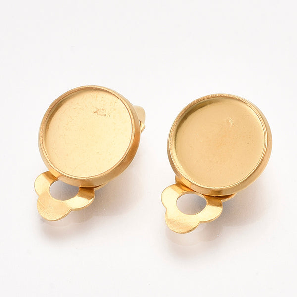 Ohrclips Edelstahl gold mit Modellierwanne 10mm 1 Paar
