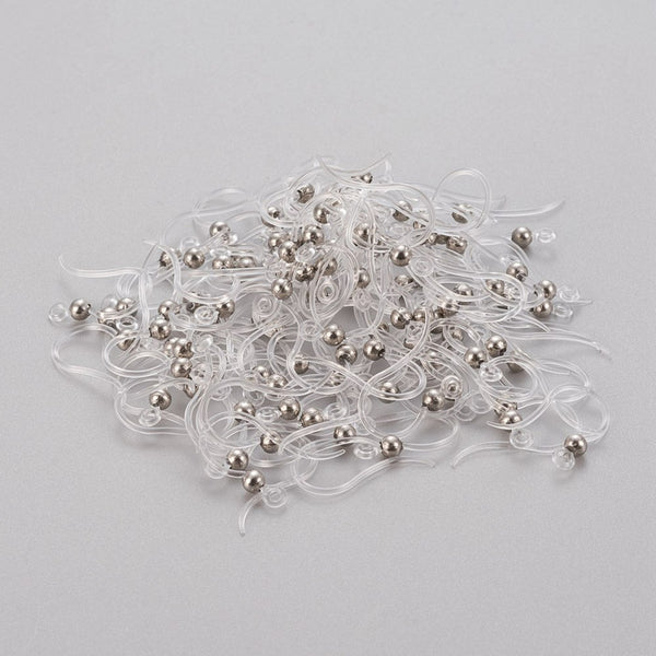 Ohrhaken Kunststoff transparent silber 15x8x0,7mm 6 Stk./Pkg