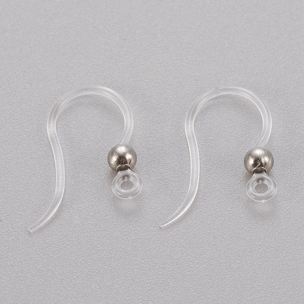 Ohrhaken Kunststoff transparent silber 15x8x0,7mm 6 Stk./Pkg
