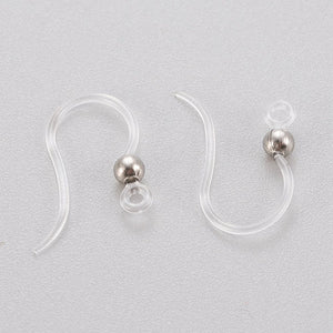 Ohrhaken Kunststoff transparent silber 15x8x0,7mm 6 Stk./Pkg