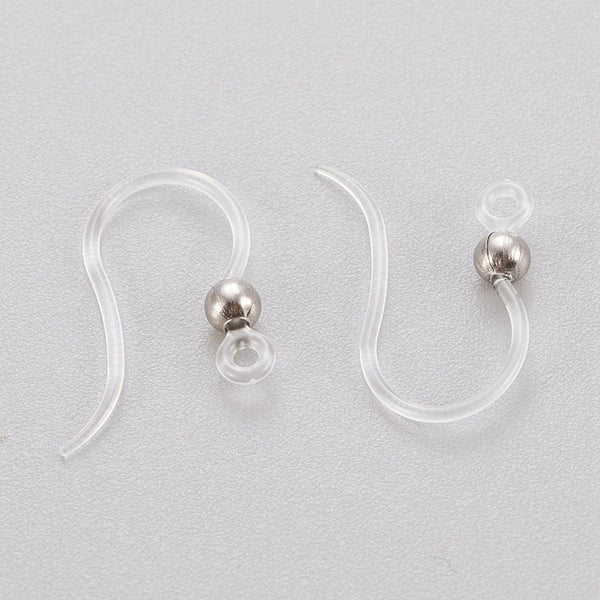 Ohrhaken Kunststoff transparent silber 15x8x0,7mm 6 Stk./Pkg