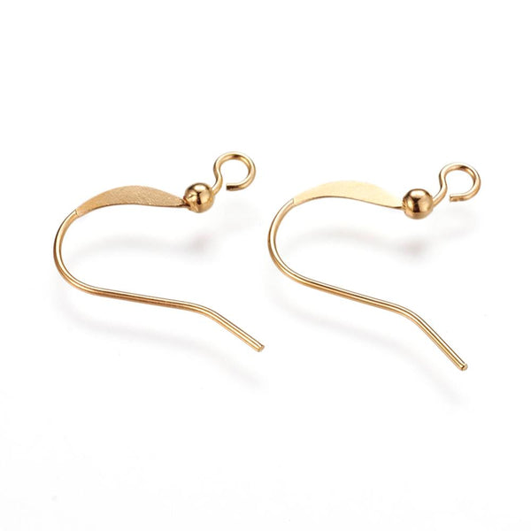 Ohrhaken Teil flach gold 15x2mm 0,7mm nickelfrei