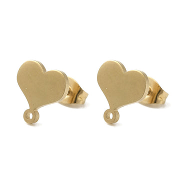 Ohrstecker Herz 304 Edelstahl goldfarben mit Öse 11x9,5mm 2 Paar
