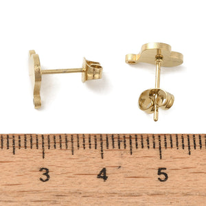 Ohrstecker Herz 304 Edelstahl goldfarben mit Öse 11x9,5mm 2 Paar