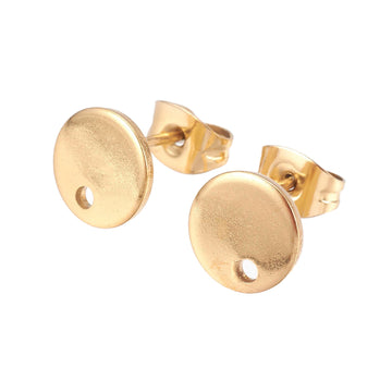 Ohrstecker Rohlinge Flat Plate 304 Edelstahl goldfarben 12mm 2 Paar