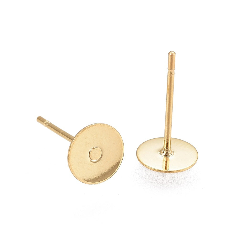 Ohrstecker Edelstahl flach rund golden 10mm 1 Paar